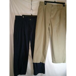 Lot of 2 Vintage Duck Head Pleated Khaki & Navy Pants‎ Cotton Blend Size 38x28